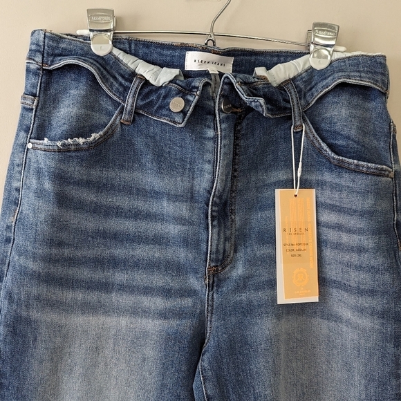 Risen Jeans Jane Mid Rise Fold Over Wide Leg Jeans Size 2X - Picture 4 of 10